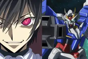 Stills from Code Geass & Gundam 00